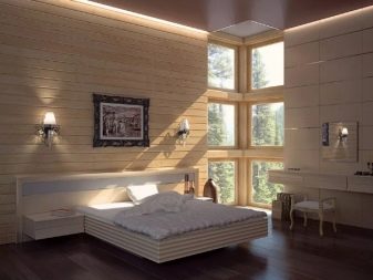 Спальня в приватному будинку (94 фото): дизайн інтер’єру кімнати в дерев’яному будинку, гарне оформлення спальні великого розміру з еркером